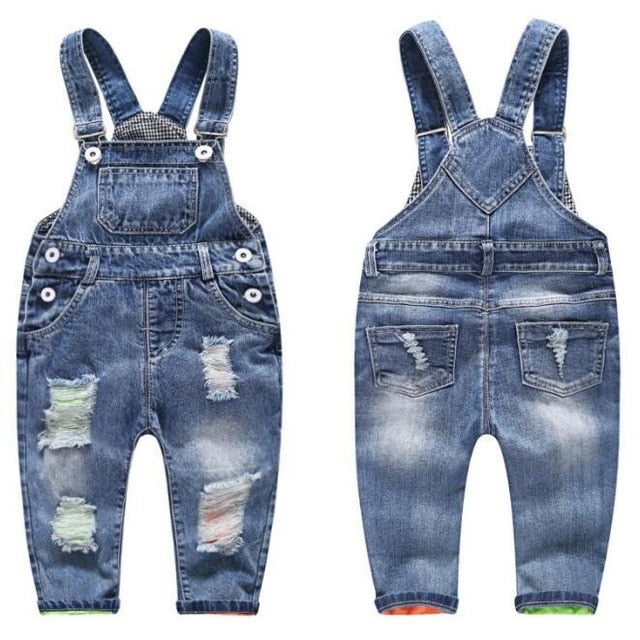 Baby Washed Ripped Soft Denim Overalls