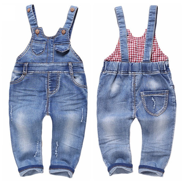 Baby Washed Ripped Soft Denim Overalls