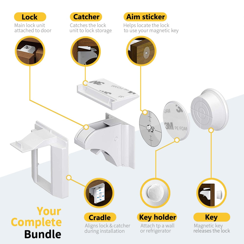 Magnetic Child Lock 4-12 locks+1-3key Baby Safety Baby Protections