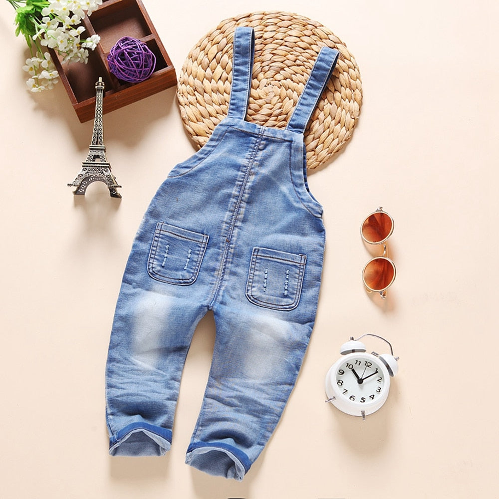 Baby Washed Ripped Soft Denim Overalls