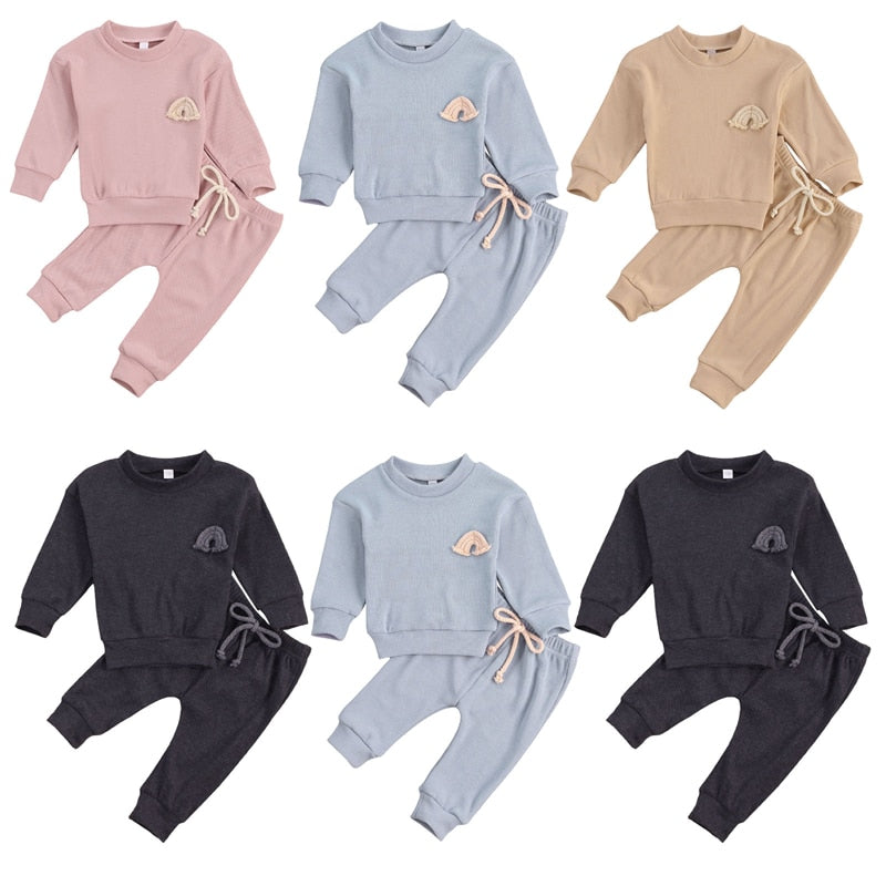 lioraitiin 0-24M Mewborn Baby Girls Boys Solid Color Clothes