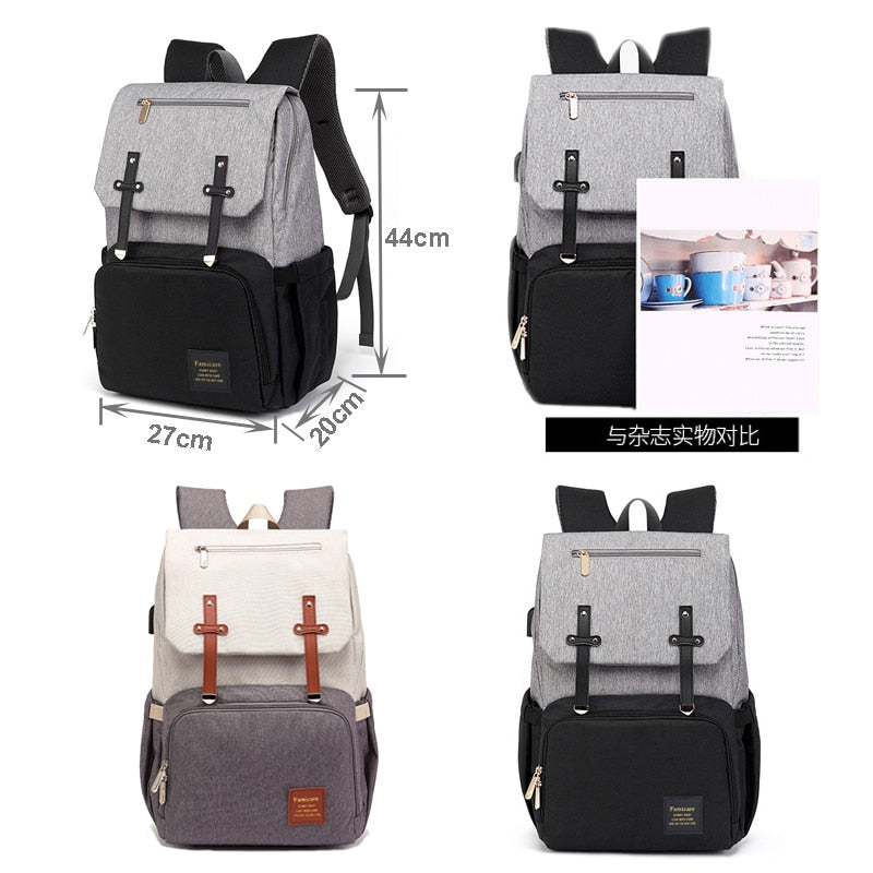 New Mummy Diaper Bag Baby Stroller Backpack USB Charging